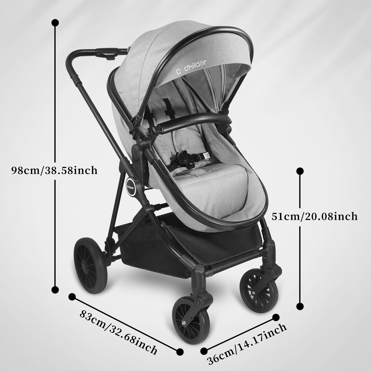 Cochildor Lite 2.0 Baby Stroller with Newborn Mode, 2-in-1 Foldable Infant Stroller with Reversible Seat and UPF 50+ Canopy