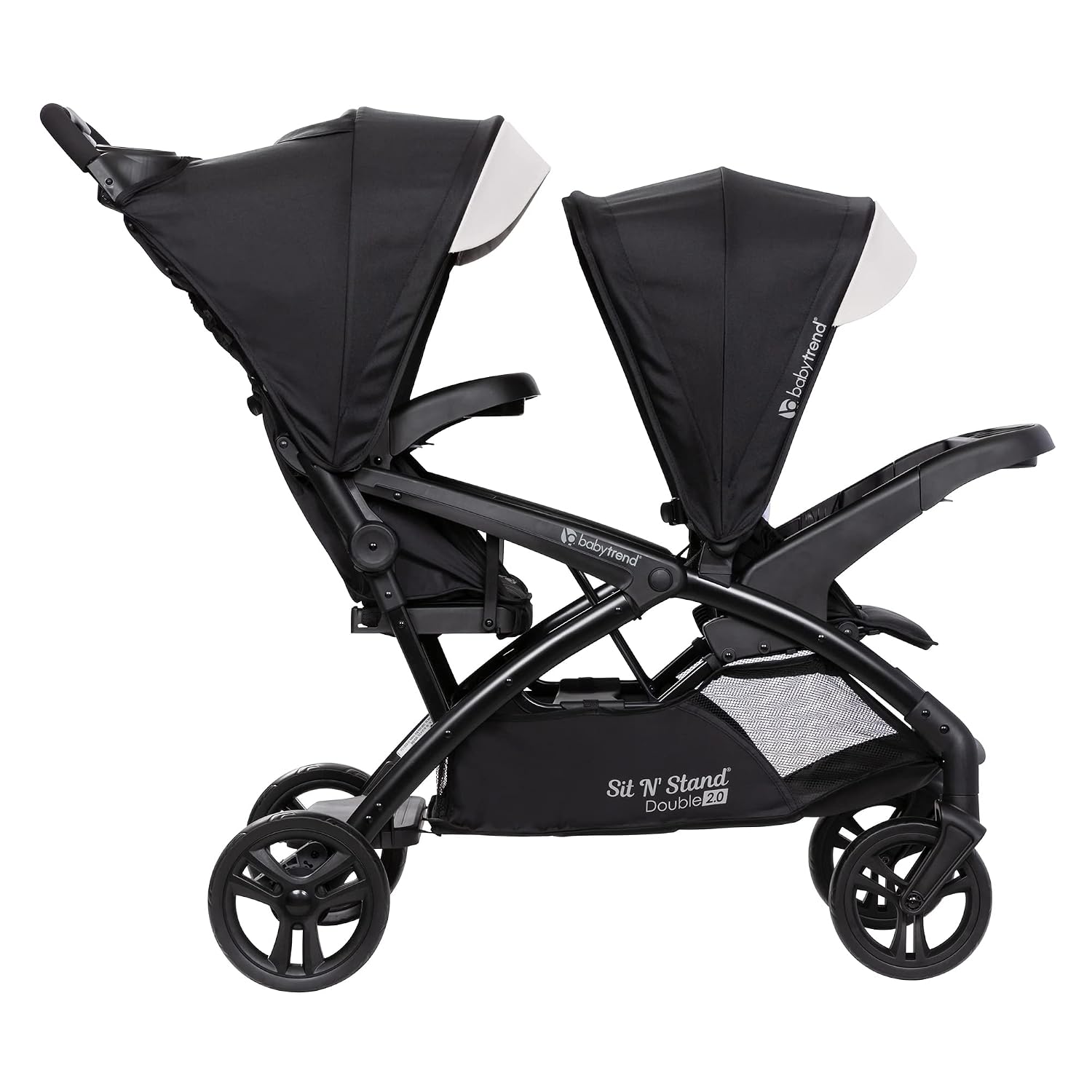 Baby Trend Sit N' Stand Tandem Double Stroller 2.0 DLX and 5 Point Safety Harness, Shaded Canopy, Storage Compartment, and 2 Cup Holders, Modern Khaki