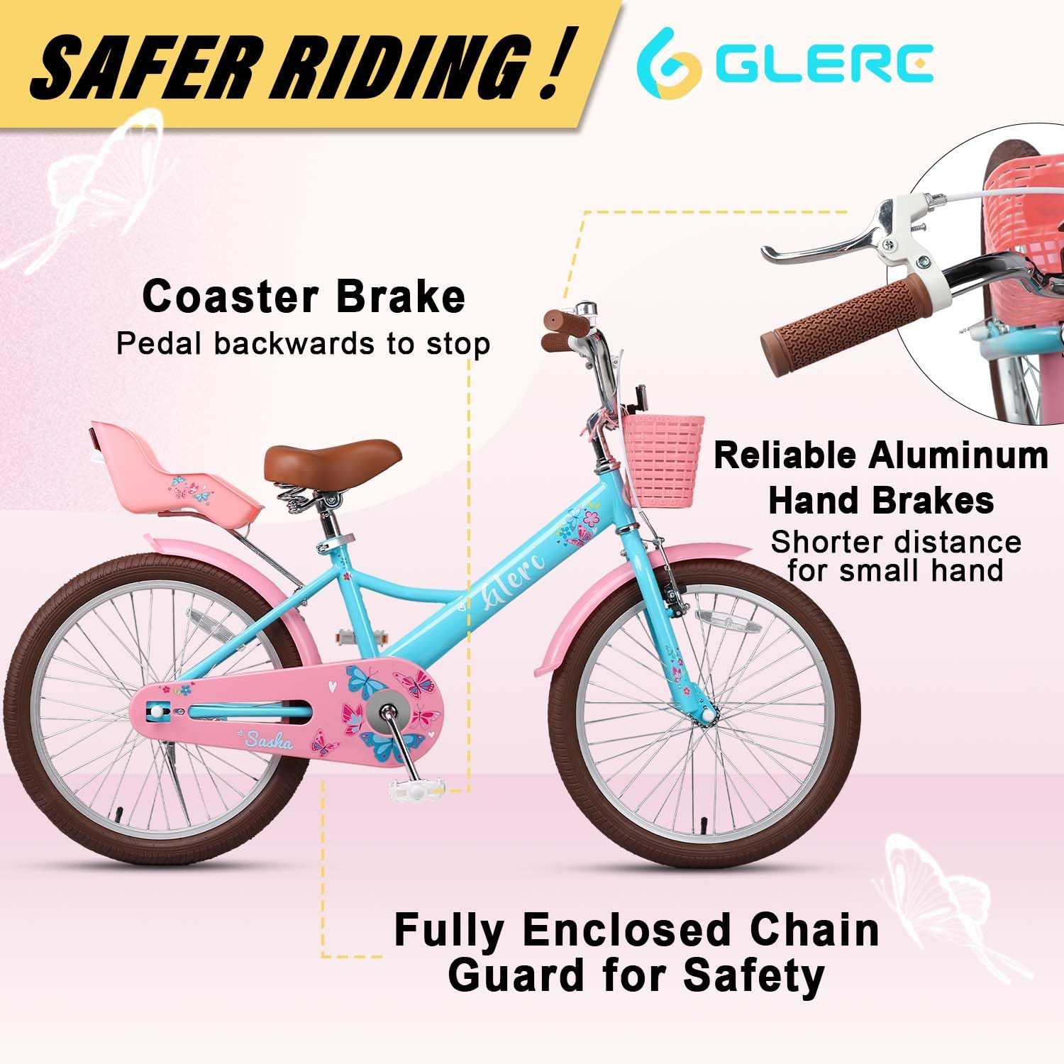 Glerc 20 24 Inch Kids Bike, Kids Mountain Bike for Boys and Girls Ages 6-15, 21-Speed Skyline Bicycle with Front Suspension and Disc Brakes, Multiple Colors
