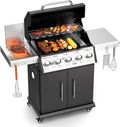SKOK 5 Burner BBQ Grill with Infrared Side and Rear Burners, Gas Grill with Cast Iron Grates, Outdoor Barbecue Grill 72,000 BTU Output