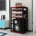 5-Tier AV Media Stereo Stand - Audio Video Rack with Open Storage Shelves for Living Room, Gaming & Recording (Red Walnut, 19.7'x15.7'x37.8') - Stylish Component Cabinet