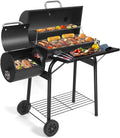 Charcoal Grill Offset Smoker: Charcoal Barbecue Grills with Spacious Cooking Area | Barrel BBQ Grill and Smokers Combo for Outdoor Patio Backyard Camping and Parties