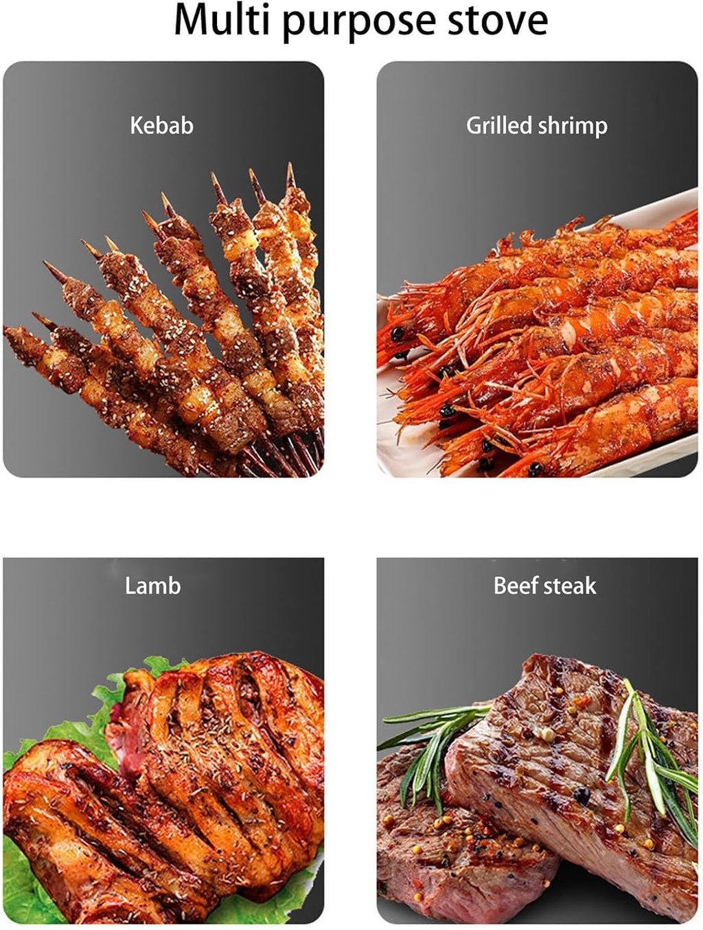 Fockety Japanese BBQ Grill, Charcoal Portable Barbecue Stove, Aluminum Alloy Hibachi Grill Charcoal Stove Yakitori Grill, Rectangle Calligraphy Quick Heating Wire Grill Base for