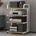 Multimedia HiFi Equipment Stand with Wheels, 4-Tier Stereo Component Storage Shelf, Carbon Steel Audio Rack for Living Room & Bedroom, 90CM Height, Home