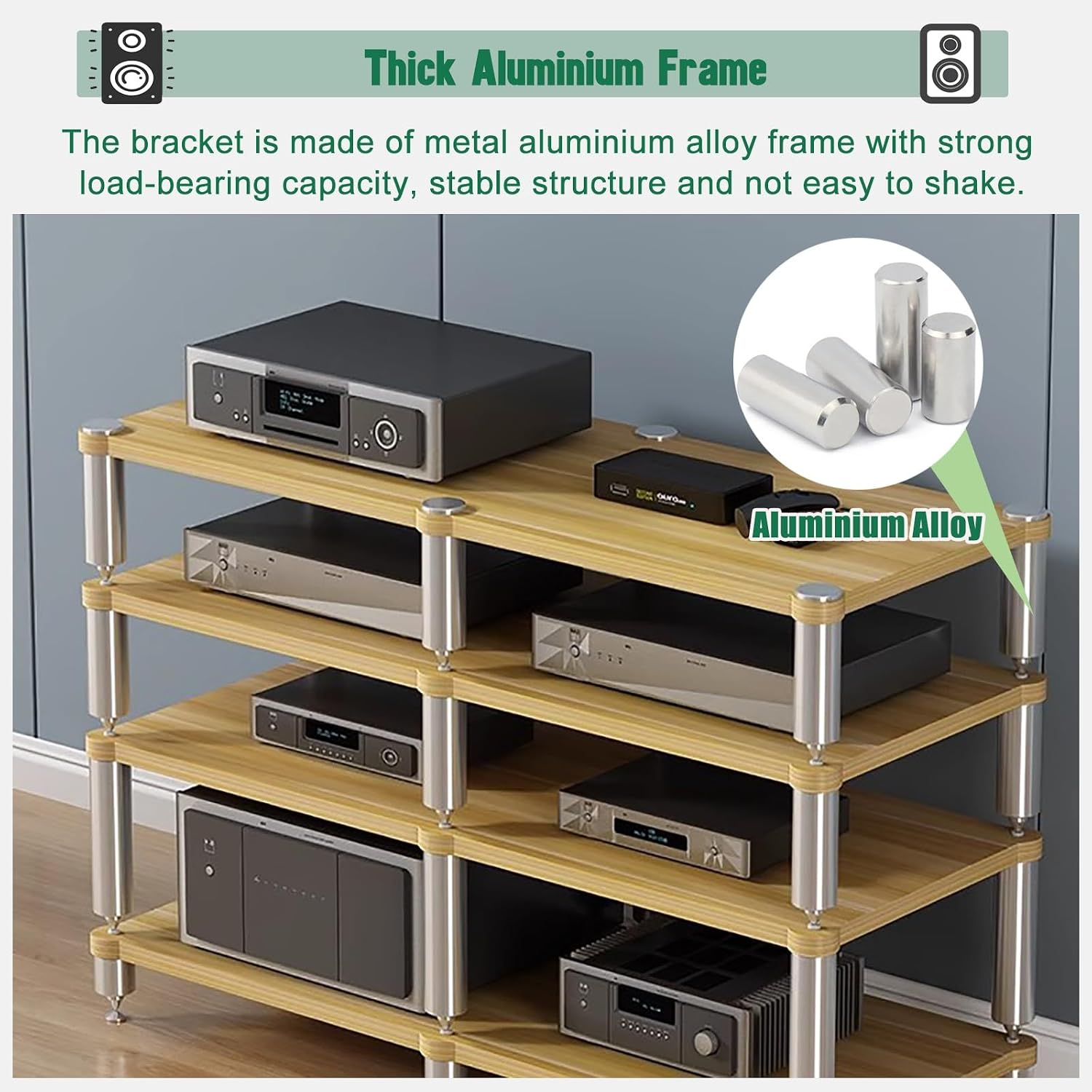 Home Theater AV Display Rack Heavy Duty, Audio Component Cabinet/Media Stereo Stand Equipment Shelf, 2 3 4 Tier Wooden Audio Equipment Organizer Shelf(Beige,120x48x84cm)