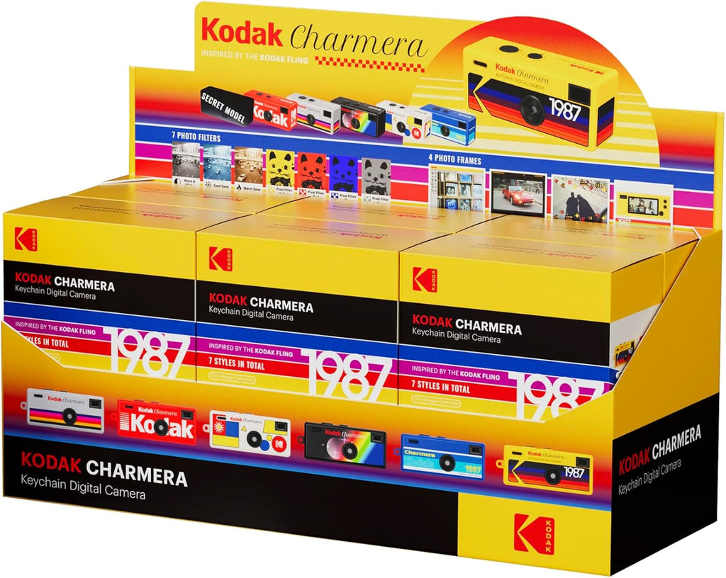 KODAK CHARMERA Keychain Digital Camera Blind Box Whole Set (6PC),Mini Camera,Digicam,Video Recording,Bag Charm,1.6 Megapixels,Micro SD Card Slot,for Beginners Teens and Adults