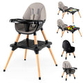 GLACER High Chair, 6-in-1 Convertible Wooden High Chairs for Babies and Toddlers w/Building Block Table, 5-Point Safety Harness, Removable Tray, PU Cushioned Baby High Chair for 6-36 Months (Black)