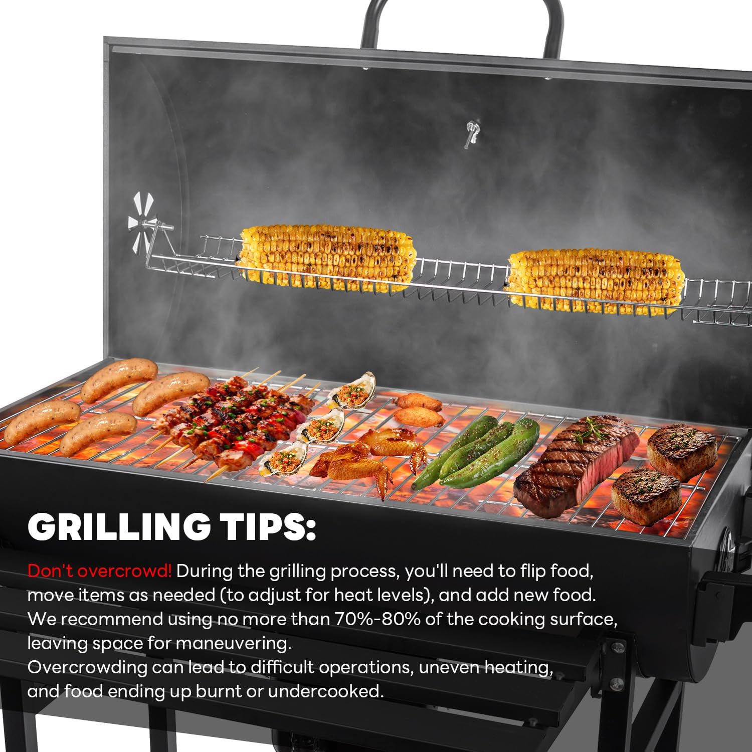 Charcoal Grill Barrel: Charcoal Grill with Rack - Outdoor BBQ Grill for Camping, Picnic, Courtyard, Party (Large)