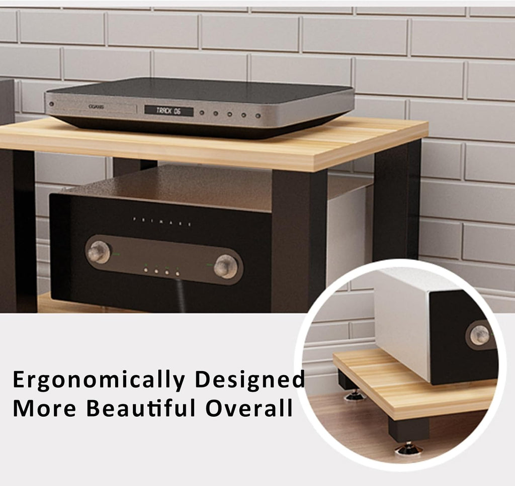 Heavy Duty Audio Component Rack,Stereo Rack,Record Player Stand,Design AV Media Stand,Movable Audio Rack Tower Player Stand,Storage for Entertainment Stereo Component(Deep Black,60x48x78.5cm)