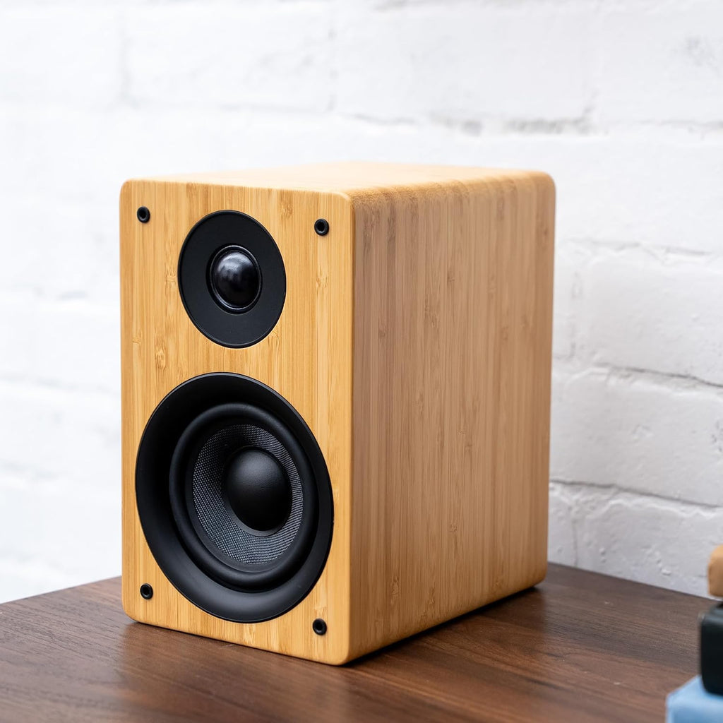 Peachtree Audio M24x Powered Bluetooth Bookshelf Speakers – Real Bamboo | 5.25' Woofer, RCA, Optical, USB Charging, Sub Out | Compact Hi-Fi Speakers for TV, Turntable, Computer & Home Audio