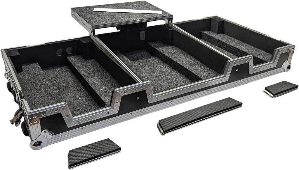 Harmony Audio Cases HCCRSS12DJMA9WLT DJ Flight Case Compatible with Pioneer DJ PLX-CRSS12 & DJM-A9 4 CH with Laptop Shelf, Wheels and Adjustable Foam Velcro Inserts - Black