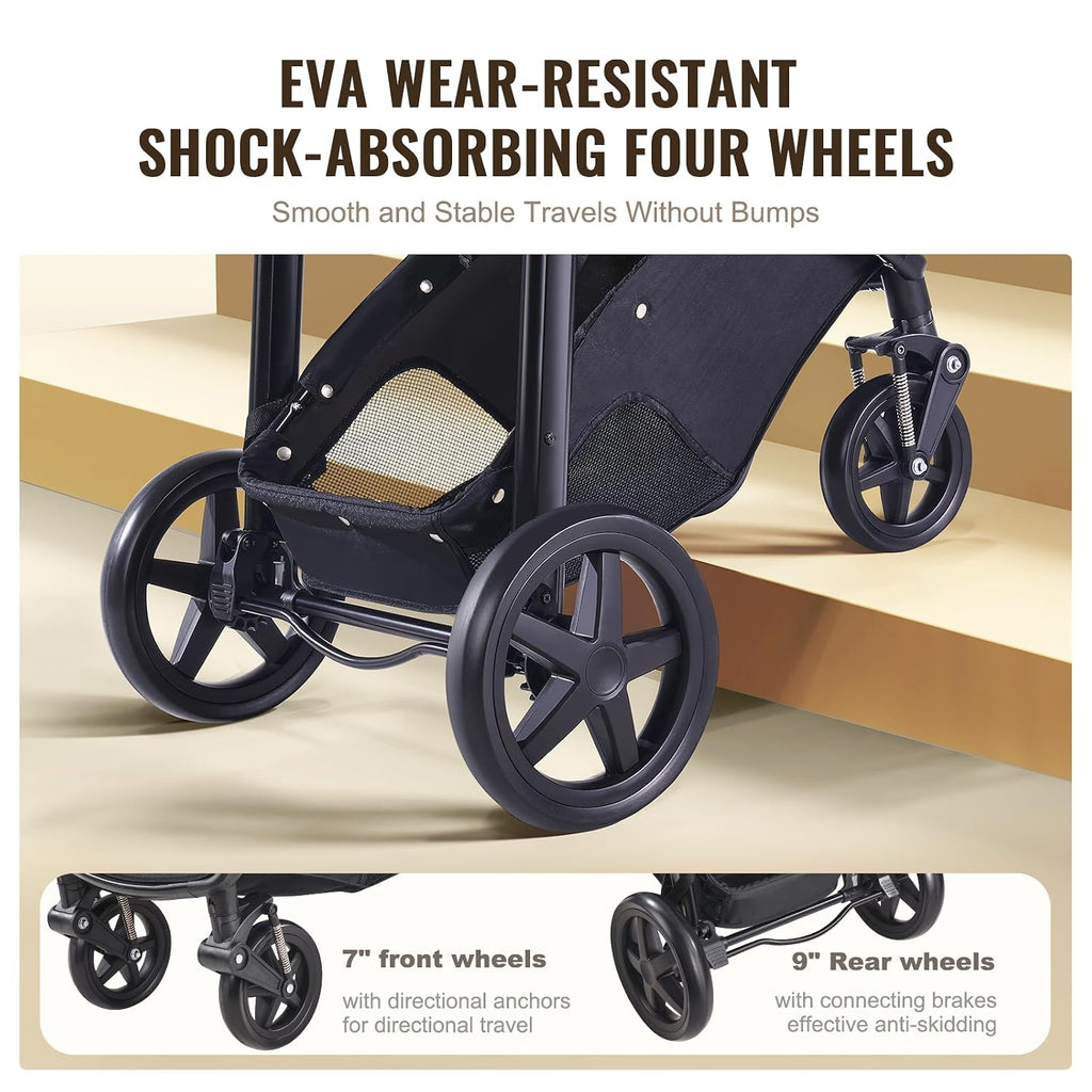 VEVOR 2-in-1 Baby Stroller with Infant Bassinet, Reversible Seat & Easy One-Button Fold, Aluminum Frame, EVA Tires with Brake, Lightweight Travel System Combo (Light Gray)