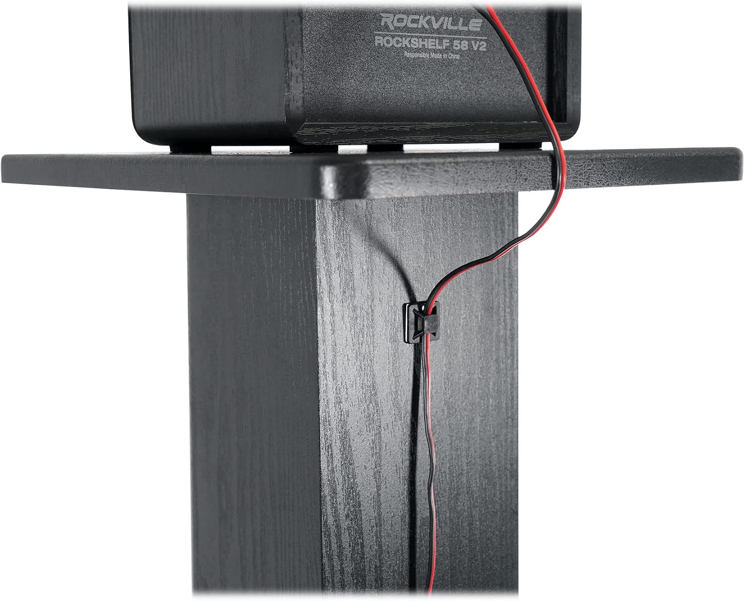 Rockville SS36B Pair Premium 36' Home Speaker Stands, 100Lbs Capacity, Black Wood Grain, Dual Top Platforms, Brass and Rubber Spikes, Isolation Pads, for Bookshelf and Surround Sound Speakers