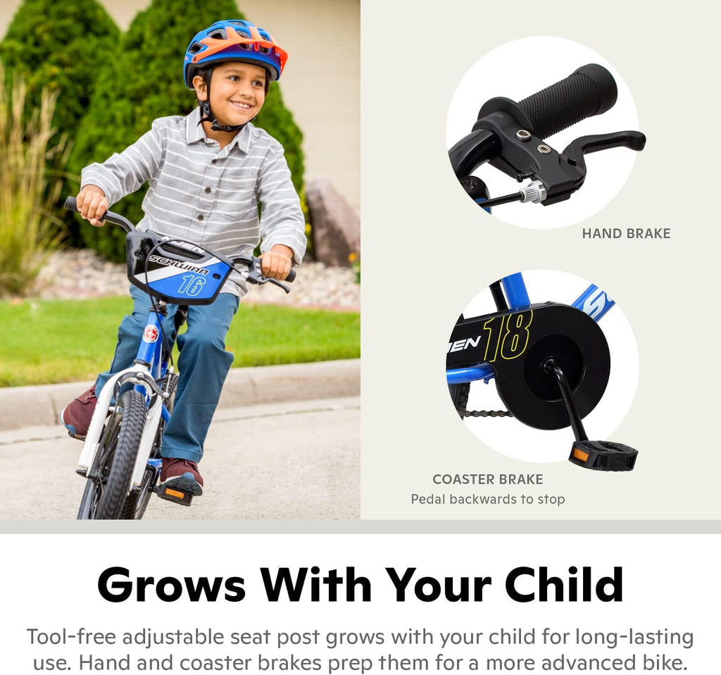 Schwinn Koen Bike, 18 Inch Bike for Kids Ages 5-9, SmartStart Ergonomic Design for Kids, Adjustable Seat Grows with your Child, Rear Coaster Brake and Front Caliper Brake, Training Bicycle