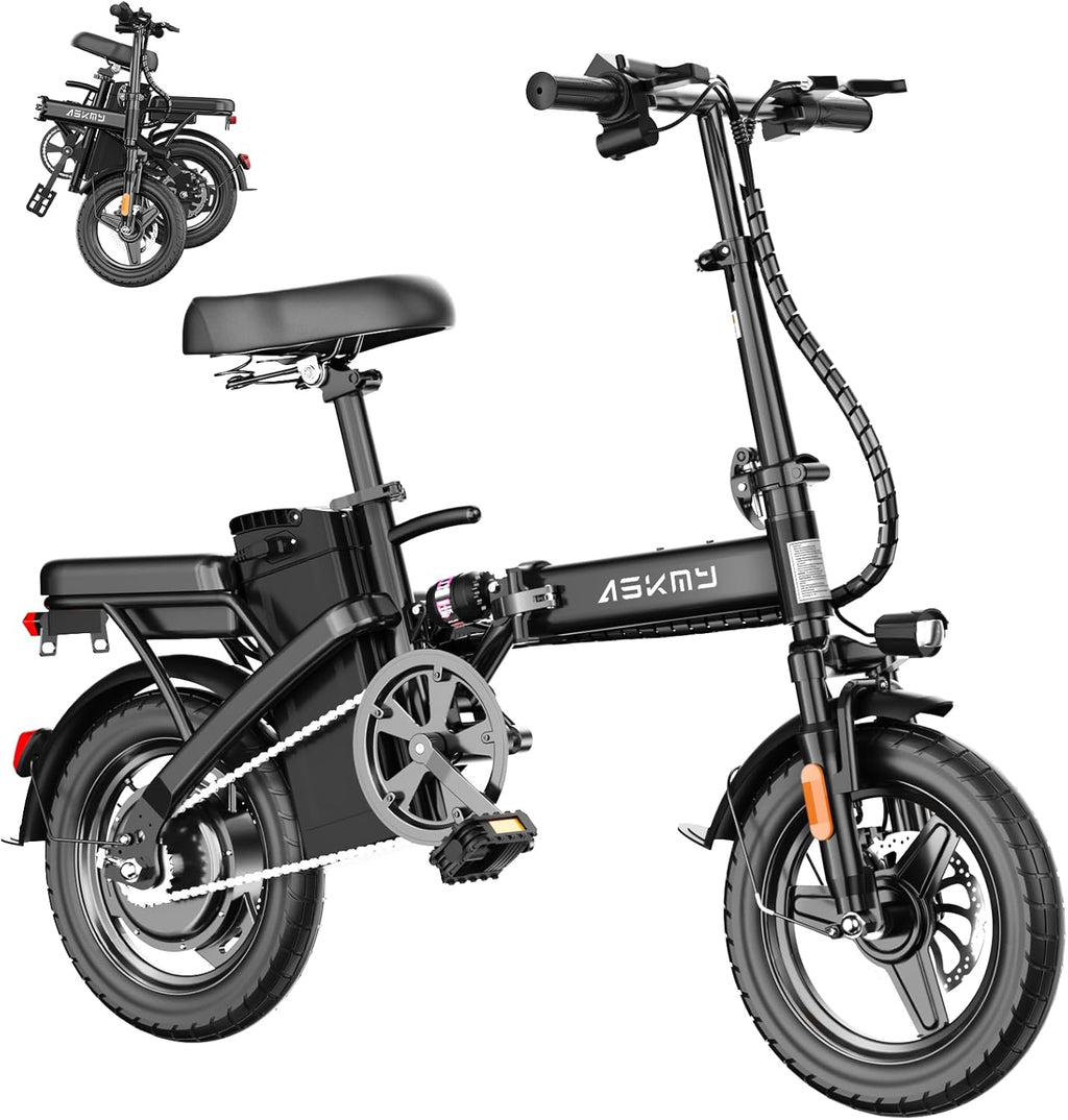 Foldable Electric Bike for Adults and Teens, 740W Peak Motor Ebike with 48V 10AH/20AH Removable Battery, 30-60 Miles PAS Range, 14' Folding Mini E-Bike, 20MPH Electric Bicycle for Daily Commuting