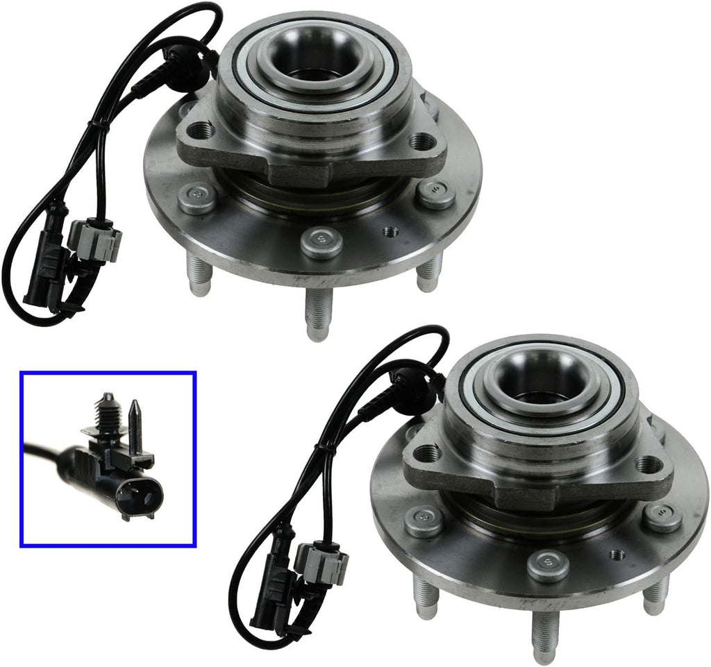 TRQ Front Left and Right Wheel Bearing and Hub Assembly 2 Piece Set Compatible with 2007-2013 Chevrolet Silverado/Sierra 1500 4WD 2007-2014 Chevrolet Tahoe/Yukon/Suburban 4WD
