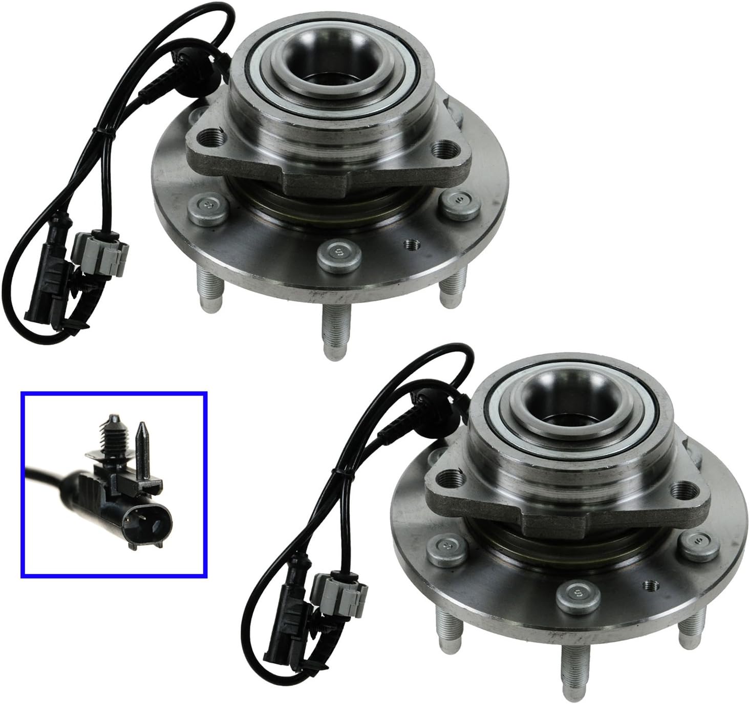 TRQ Front Left and Right Wheel Bearing and Hub Assembly 2 Piece Set Compatible with 2007-2013 Chevrolet Silverado/Sierra 1500 4WD 2007-2014 Chevrolet Tahoe/Yukon/Suburban 4WD