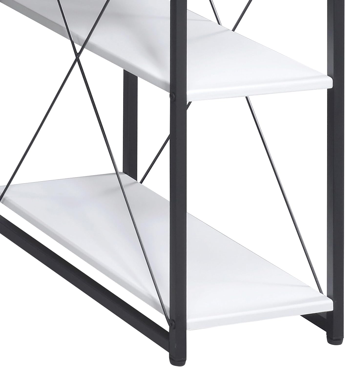 AMNOOL Office Desk with Open Shelves - Stylish Wood Recording Studio Workstation with Drawer and Compartments for Audio Equipment, Cables, and Accessories (White+Black)