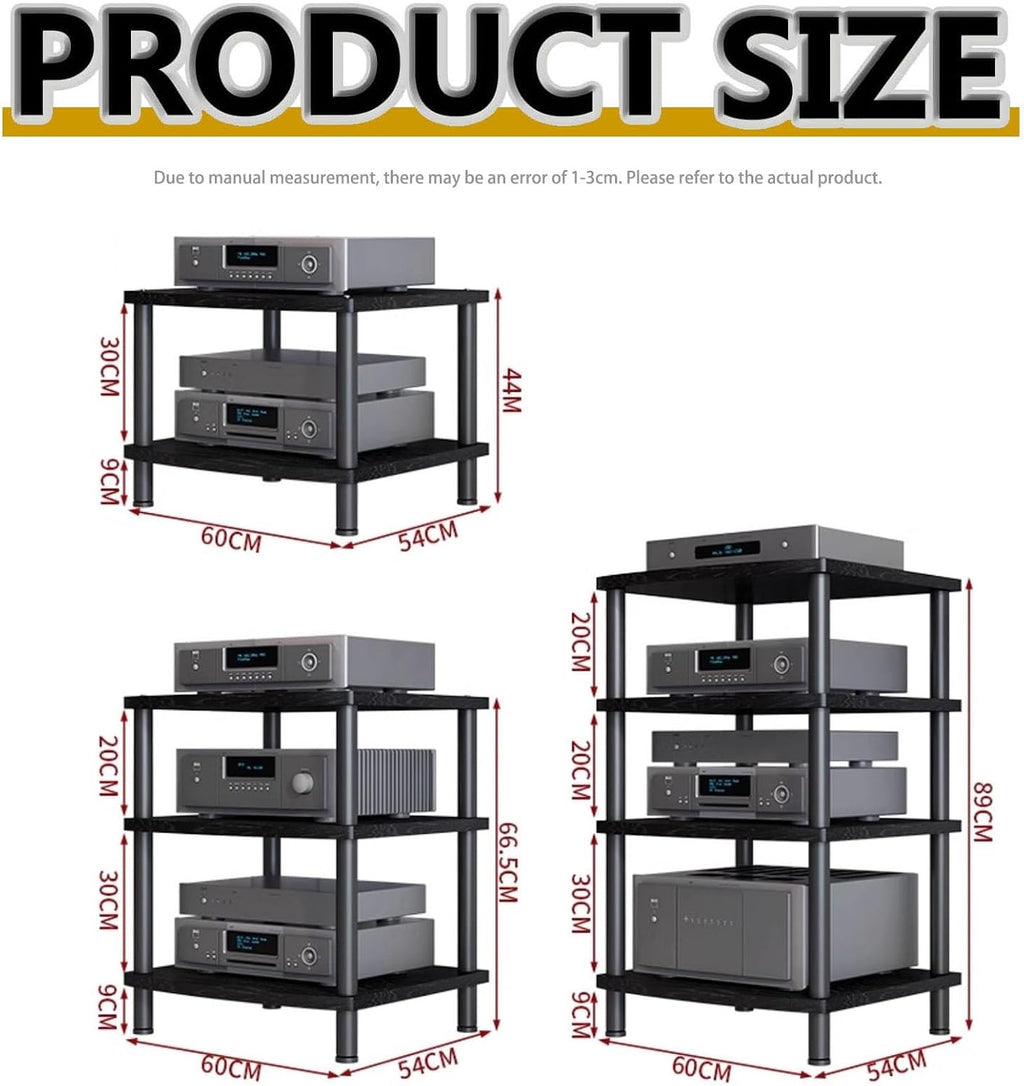 2/3/4 Tier Audio & Video Component Shelves Professional Studio & Home Theater Equipment Cabinet Stereo Rack AV Media Stand Audio Rack Tower CD Record Player(Black,3 Tier)