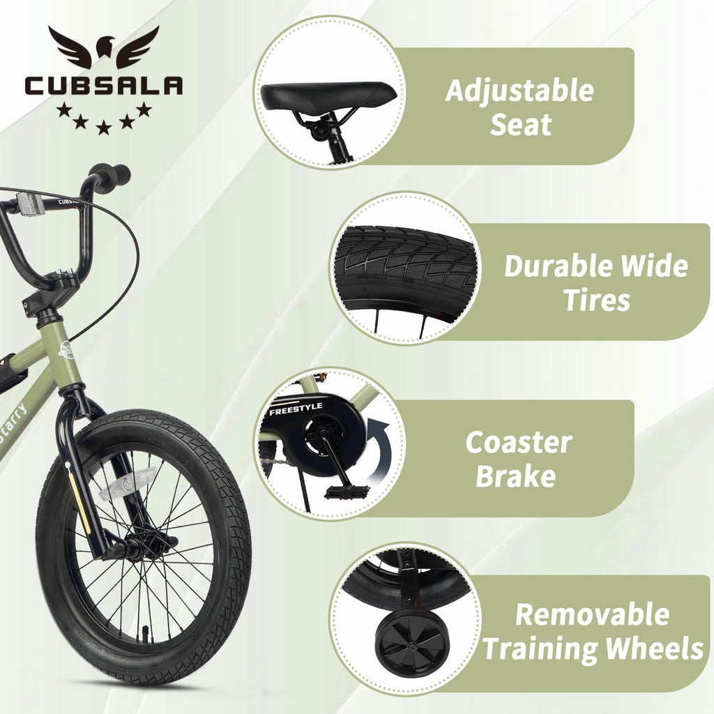 cubsala 12 14 16 18 Inch Kids Bike BMX Style Bicycle with Training Wheels Coaster Brake for 2-10 Years Old Toddlers Boys Girls Multiple Colors