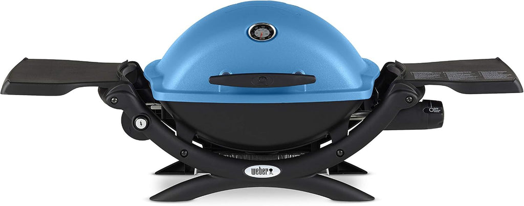 Weber Q1200 Liquid Propane Portable Gas Grill, Blue – 1‑Burner Travel and Camping Grill with Cast‑Iron Grates & Electronic Ignition (8,500 BTU Burner)