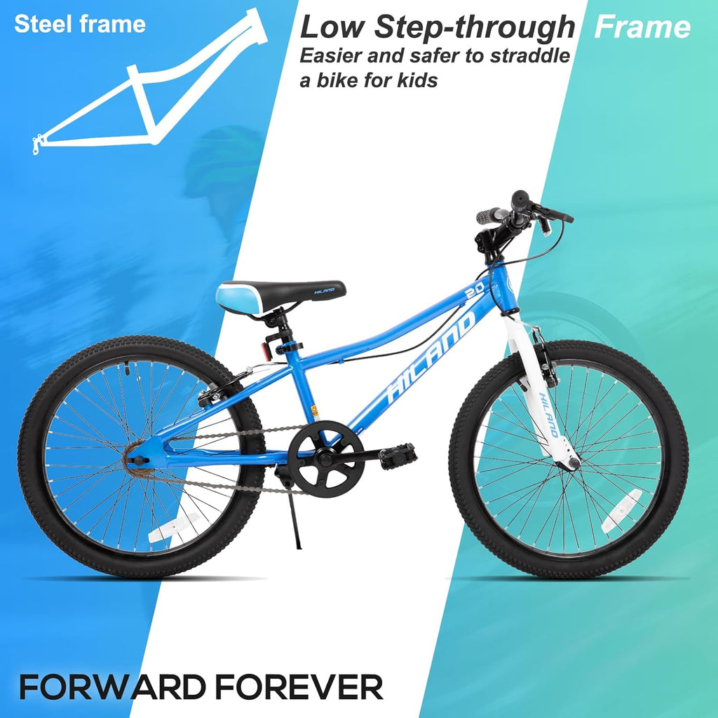 Hiland 20 24 Inch Mountain Bike for Kids Age 5 + Year Old, Front Suspension Fork Kids' Bicycles for Boys Girls Multiple Colors