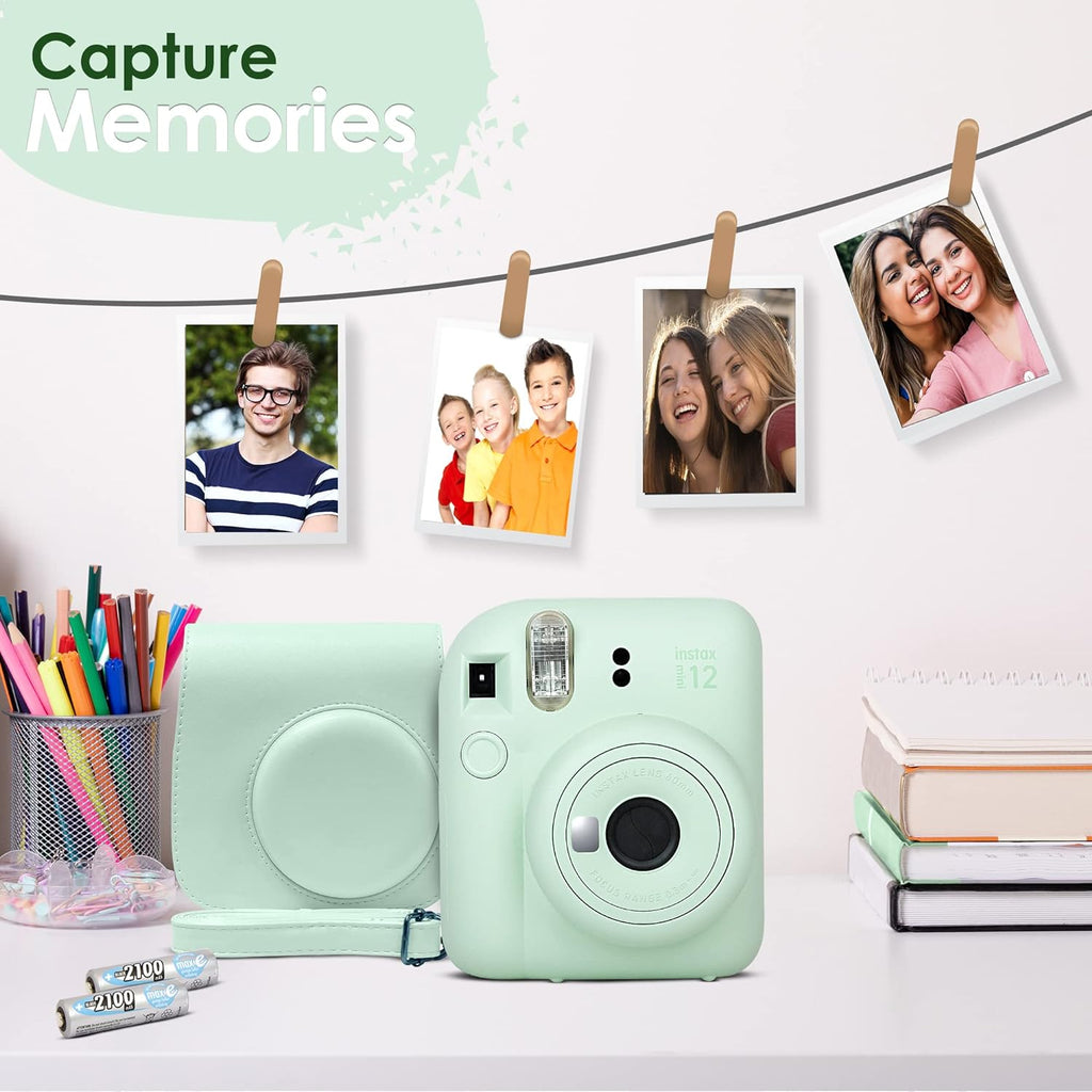 Fujifilm Instax Mini 12 Instant Camera Lilac Purple and Fuji Film Value Pack (60 Sheets) Bundle with Sturdy Tiger Accessories, Carrying Case, Photo Album 64 Pockets.