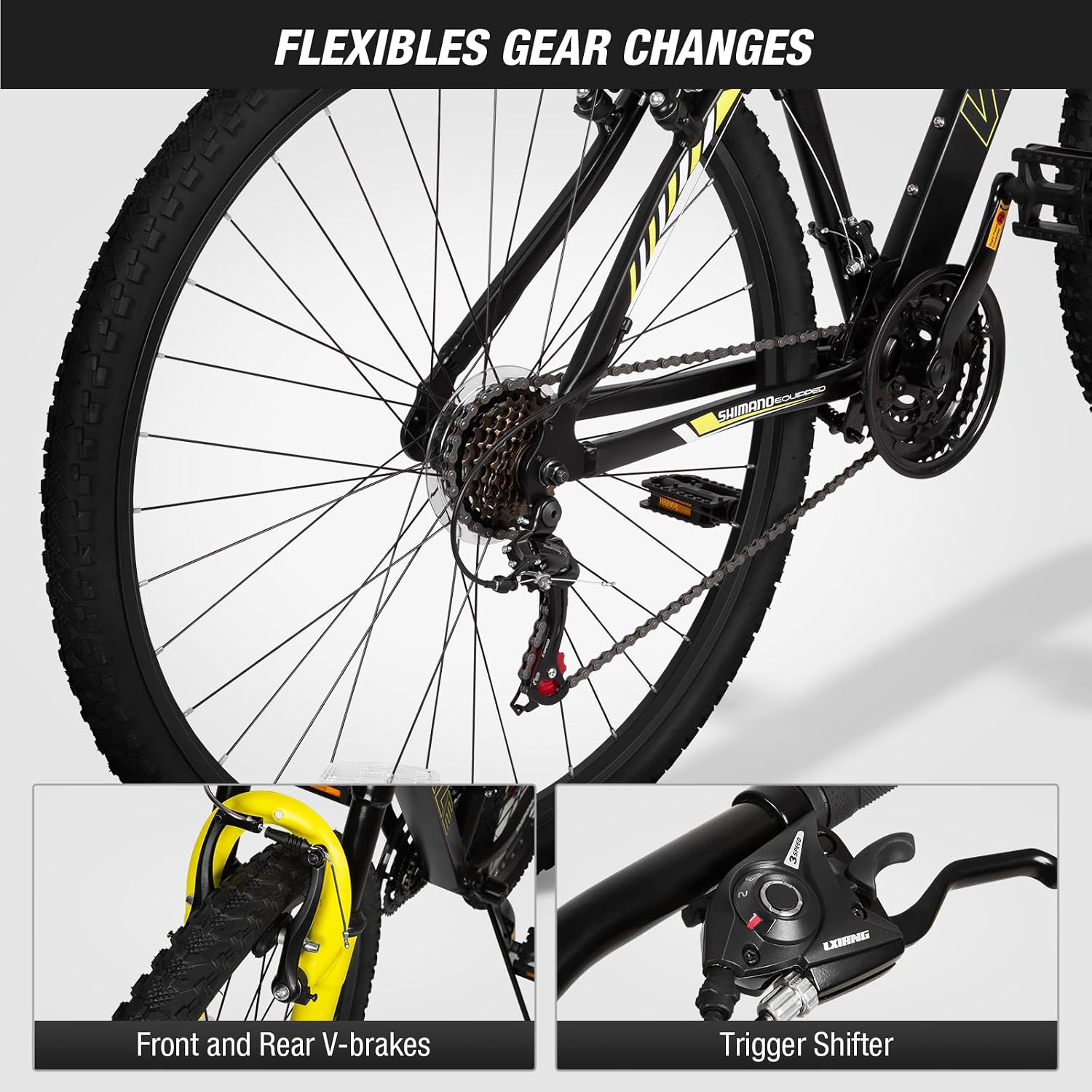 WEIZE Hardtail Mountain Bike, 29 Inch Wheels Outdoor Cycling Bike, 21-Speed Trigger Shifter, Aluminum Frame for Women and Men, Comfort Saddle, MTB Bicycle with Suspension Fork