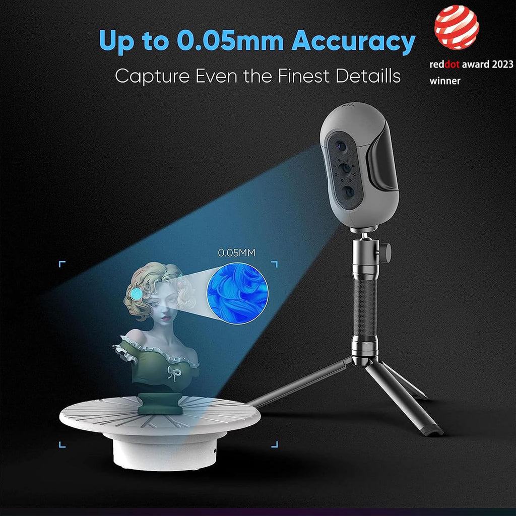 3DMakerpro Mole 3D Scanner for 3D Printing - 3D Printer Accessories 0.05mm Accuracy 0.1mm Resolution 10FPS Handheld & Turntable Scan, NIR Light & Visual Tracking Technology, Free 3D Scanning Software