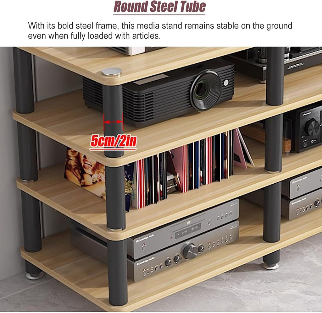 YLLFFLL Living Room Stereo Stand and Storage 120cm Wide, 3/4 Tier Audio/Video Shelving, Entertainment Component Stand Modern Stereo Cabinet, Heavy Duty Studio Equipment Cabinet(#1,3 Tier)