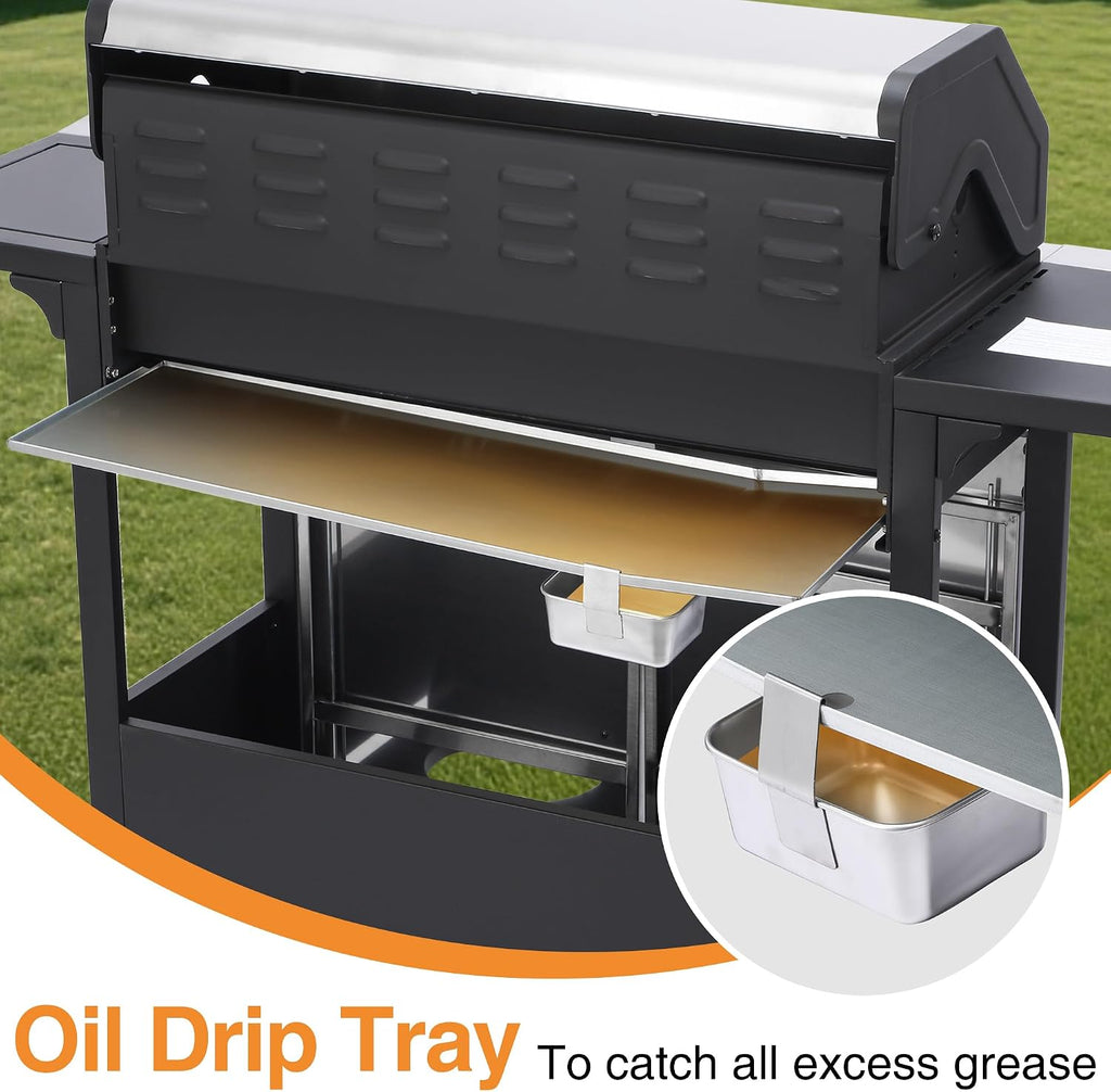 6 Burner Propane Gas Grill with Side Burner, Cast Iron Grates, Plate, Lid and Warming Rack, Large Cabinet Style BBQ Grill for Barbecue Grilling Backyard Cooking, 620 SQ. IN. Cooking Area