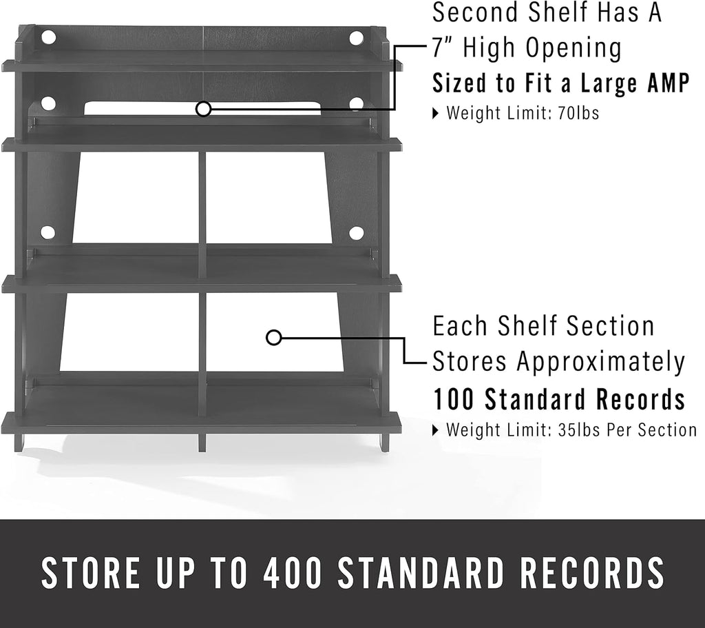 Crosley Furniture Soho Media Console, Record Player Stand with Vinyl Storage, Modern Home Organizer, Black