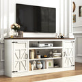 Hlivelood 75' Farmhouse TV Stand with Power Outlets for 85 Inch TVs, 33' Tall Entertainment Center with Storage Cabinets w/Adjustable Shelves, Rustic Large TV Media Console, Rustic White