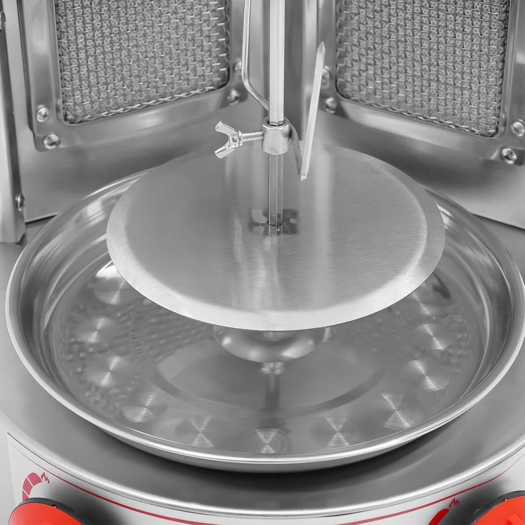 Commercial Rotating Gas Doner Kebab Grill, 3000W 110V Heavy Duty Stainless Steel LPG Grill Spinning Broiler Machine with 2 Burners & Independent Temperature Control Knob for Roast Meat, Roast Duck