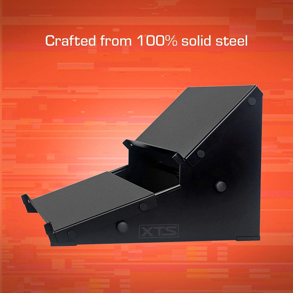 XTS Duo-Flex Desktop Stand, 2 Tiers with Trays for FX Pedals / Synths / Samplers / Audio Interfaces / MIDI Controllers, Holds 2-4 Pedals or Machines on Each Tier, 17.7' Width, Fits MPC Live 3 / TR-8S / Digitakt & more