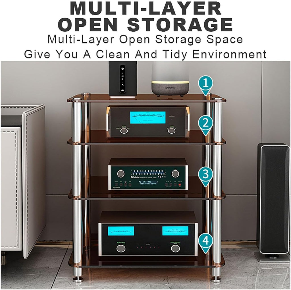 Light Gray CD Rack & DVD Shelf - Space-Saving Game Console Display Cabinet, AV Media Stand for Living Room, Bedroom & Gaming Room - Easy Assembly Audio Tower (60x48x35cm)