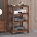 4-Tier Shelves Audio Video Media Stand Cabinet, Audio Cabinet Rack Furniture with Storage Shelving, Stereo Rack System for Speakers DVD Console(Brown)
