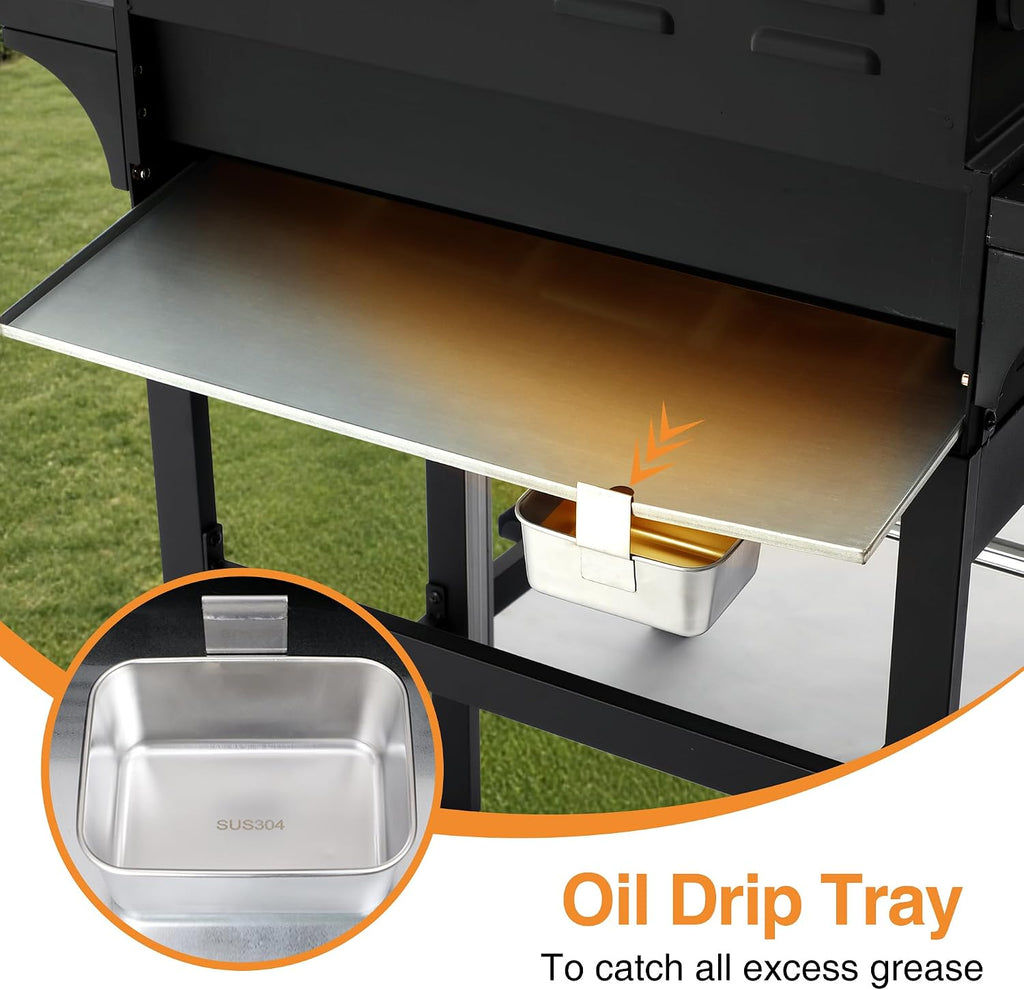 Dual Fuel 4-Burner Propane Gas Grill with Side Burner & Charcoal Trays | Outdoor BBQ & Griddle Combo with Cast Iron Grates, Stainless Steel Flat Top 448 sq. in. for Backyard Patio Camping