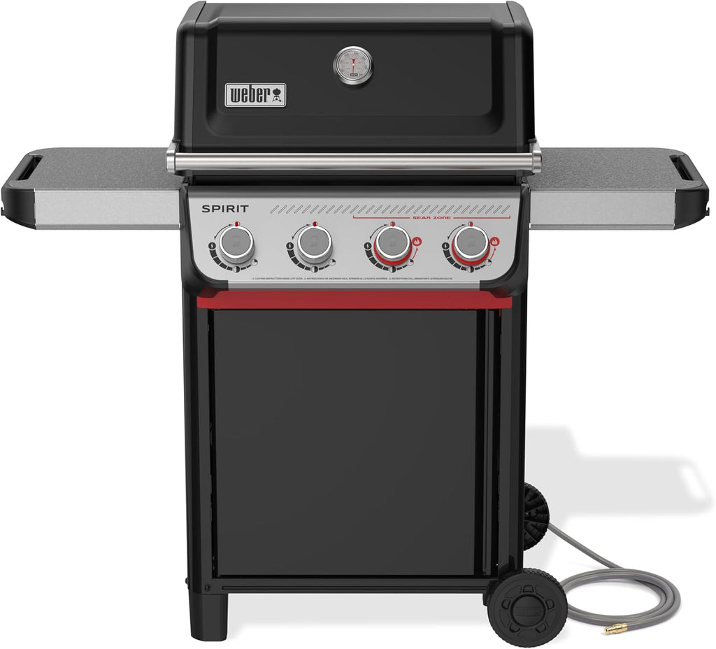 Weber Spirit E-425 Natural Gas Grill for Outdoor Cooking and BBQ, 4 Burner, Black – Porcelain-Enameled Cast-Iron Grates 2 Boost Burners & Sear Zone