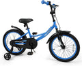 COSTWAY Kids Bike, 18 Inch Toddler Bicycle with Removable Training Wheels, Dual Brakes, Adjustable Seat & Handlebar Height, Girls & Boys Bikes for 3-8 Years Old (Blue,18 Inch with Kickstand)