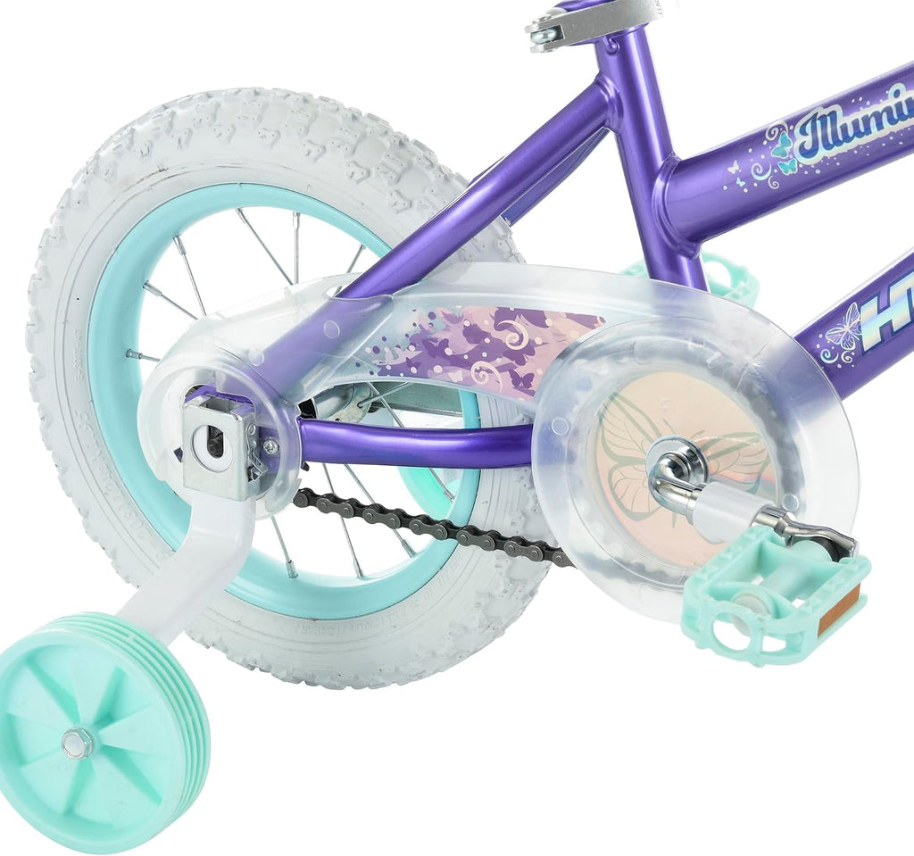 Huffy Illuminate Bike for Girls, 12/16/20 Inch Size Options, Ages 3+ Years Old, Removable Training Wheels (12' and 16' Only), Multiple Color Options, Easy Assembly, Adjustable Seat, Durable