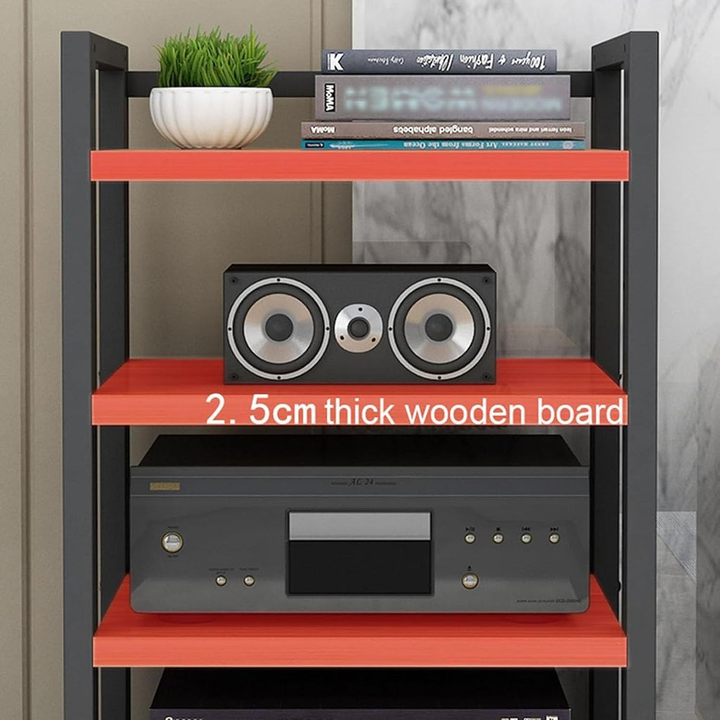 HOFSSI 5 Tier Furniture Media Stand DVD CD Player Stand Audio Rack Power Amplifier Equipment Cabinet Floorstanding Storage Shelves，Height Adjustable (Color : A)