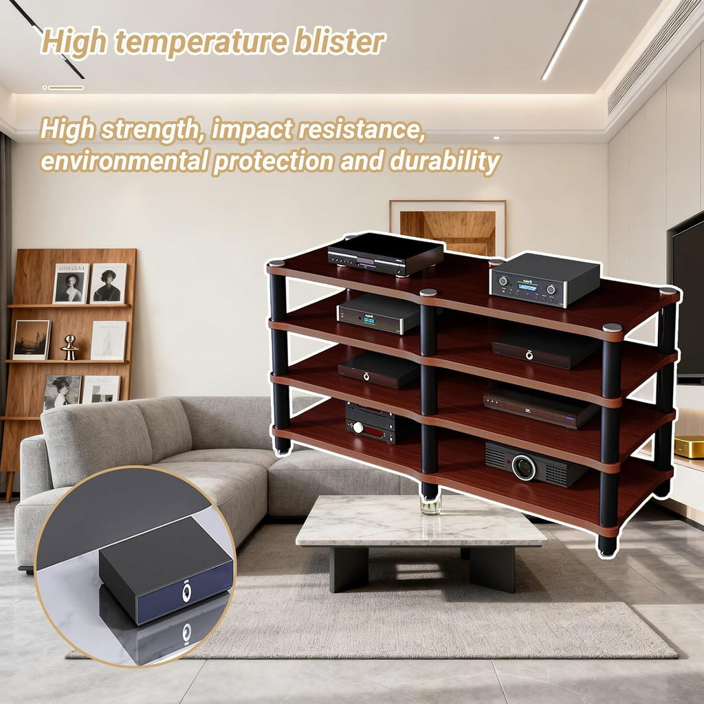Portable Media Storage Rack Modern Cabinet with Cable Management Audio Rack for Entertainment Stereo Components HiFi Audio Equipment(D,Double Layer)
