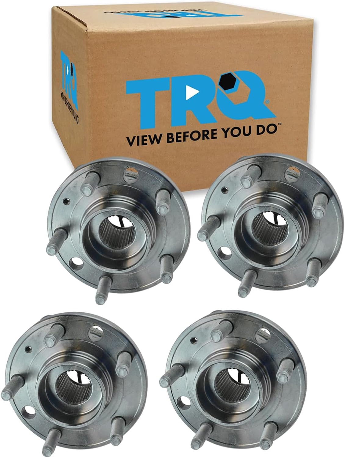 TRQ Front and Rear Wheel Bearing and Hub Assembly Set 4 Piece Compatible with 2006-2009 Pontiac Solstice 4 Wheel ABS 2007-2010 Saturn Sky