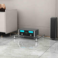 Stereo Rack AV Media Stand with 1/2/3/4-Tier Tempered Glass Shelves, Audio Rack Tower CD Record Player Stereo Receiver AV Equipment Cabinet Display Stand(Clear,8cm/3.1in)