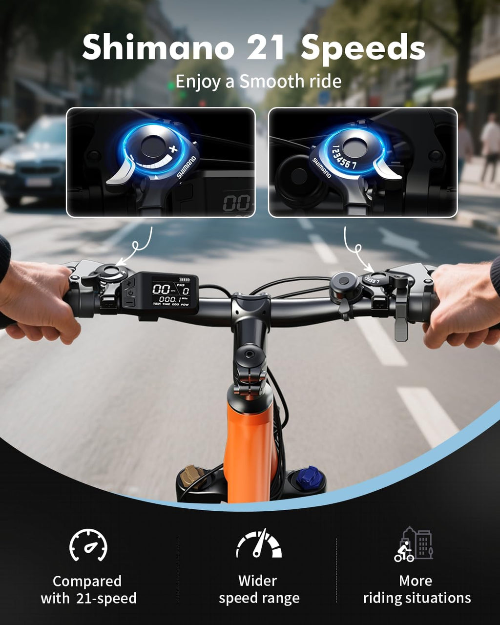 Qlife Electric Bike for Adults/Teens Racer-28MPH 21-Speed Peak 1200W Brushless Motor Adult Electric Bicycles, 48V 10.4Ah Removable Battery Mountain Ebike, Up to 55 Miles, 27.5X2.1 Tire E Bike