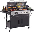 Sophia & William Charcoal and Propane Gas Grill Combo with Side Burner & Porcelain-Enameled Cast Iron Grate, Dual Fuel BBQ Grill for Outdoor, Barbecue Grill, 690 SQIN Cooking Area