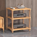 HOFSSI 3 -Tier AV Component Media Stand Audio/Video Component Cabinet Open Multi-Function Storage Shelves with Wooden Shelf for TV, Stereo Equipments, Gaming Consoles, Streaming Devices(A)