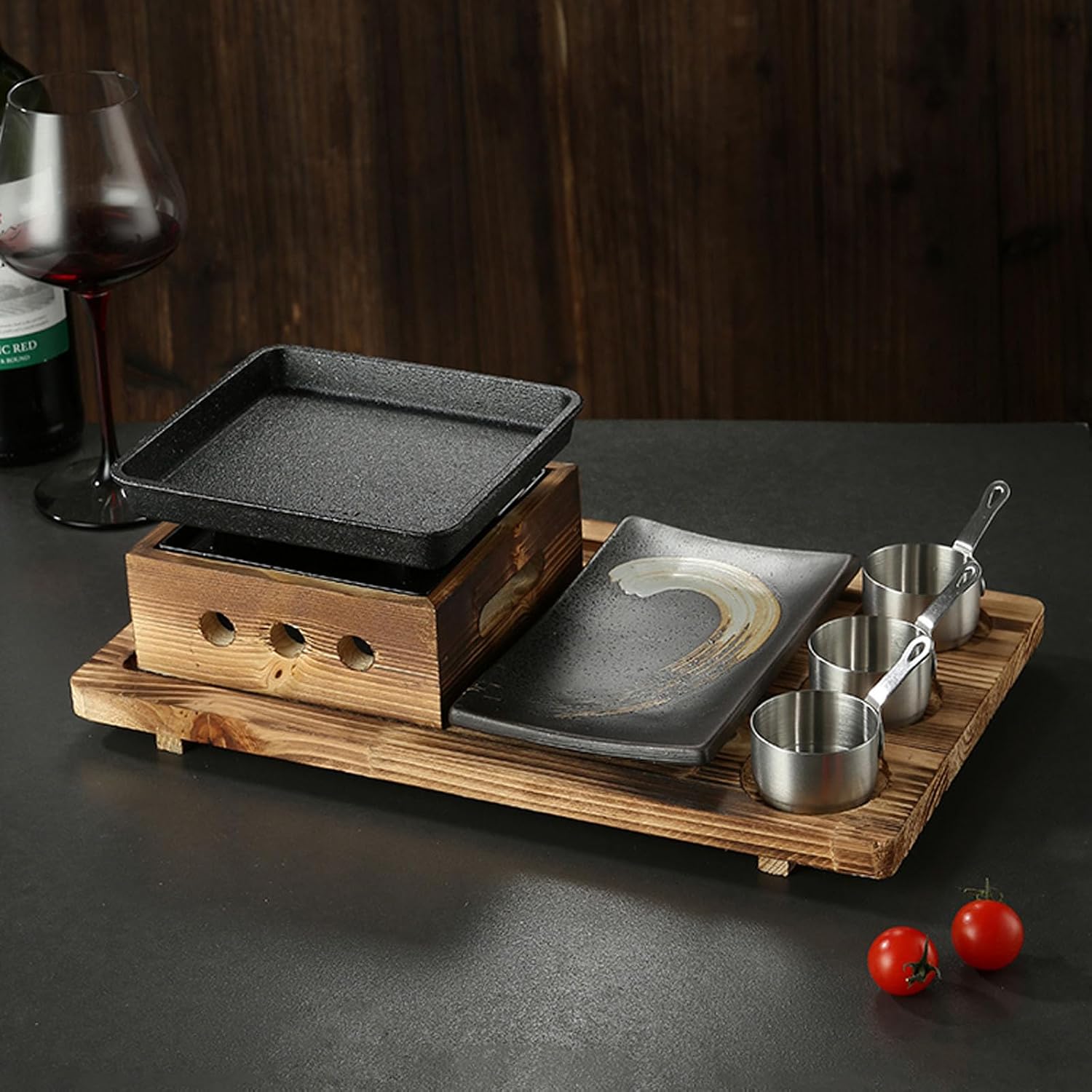 Portable BBQ Grill Korean Japanese Tabletop Barbecue Grill Charcoal BBQ Oven Alcohol Stove for Indoor Dining Table, Camping,B