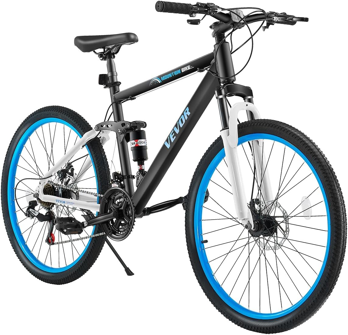VEVOR Mountain Bike for Men/Women, 20'/26'/29' Sizes, 7/21/24 Speed Twist Shifting, Front or Dual Suspension, Dual Disc Brakes, Comfort Saddle, Sleek Colors